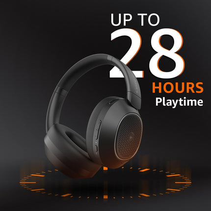 Amazon Basics Pro Series ANC Over Ear Wireless Headphones, Hybrid ANC (Up to 38 dB), Bluetooth 5.3, 28 Hr Playtime, Noise Cancelling with Mic, 40mm Drivers, Ergonomic Foldable Design, Black - Unboxify