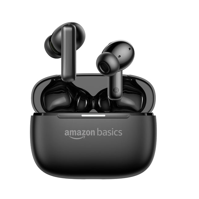 Amazon Basics Pro Series ANC Wireless in Ear Earbuds, Bluetooth 6.0 TWS Earphones with Mic, Active Noise Cancellation, 4 Mics ENC, 55H Playtime, Smart Touch Control, IPX4 Water Resistant (Black) - Unboxify