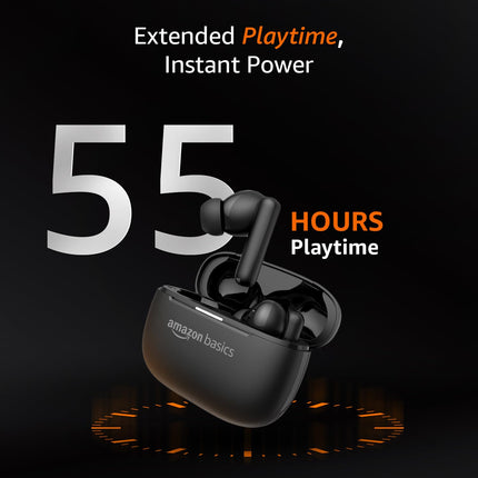 Amazon Basics Pro Series ANC Wireless in Ear Earbuds, Bluetooth 6.0 TWS Earphones with Mic, Active Noise Cancellation, 4 Mics ENC, 55H Playtime, Smart Touch Control, IPX4 Water Resistant (Black) - Unboxify