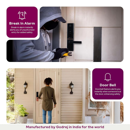 Godrej Smart Lock | The Only 7 in 1 NFC Digital Lock with Scheduled Biometric Access | VDP Compatible | Wooden Door in Home & Offices | Matte Black |3 Yrs Warranty |Made in India - Unboxify