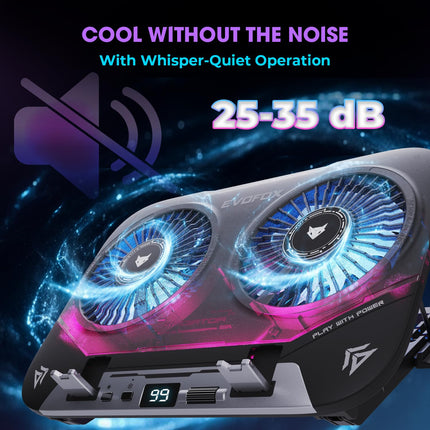 EvoFox Blizzard 2 Xtreme Laptop Cooling Pad | Dual Semiconductor Plates, 2x140 mm Fans, RGB Lighting, Digital Display & Roller Control, 5-Level Stand, USB Extender & Phone Holder-for 14”-17” Laptops
