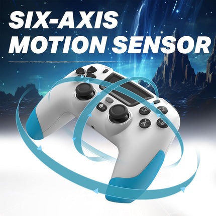 NITHO SMART PS Wireless Controller for PC, PS4, PS3, Android & iOS | Gaming Gamepad with Touchpad, Adjustable Turbo & Dual Vibration, 6-Axis Motion Sensor, M1/M2 Programmable Buttons - White & Blue