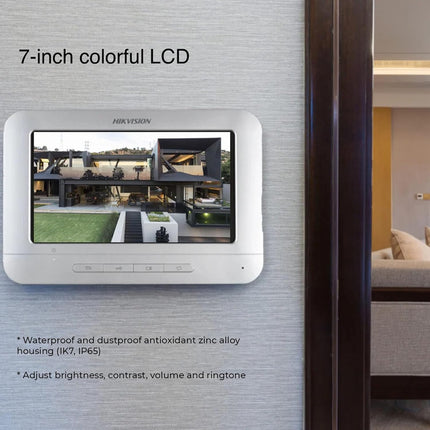 HIKVISION DS-KIS205T Wired Video Door Phone Kit | 7-Inch Indoor Monitor | HD Outdoor Doorbell Camera | Built-in Mic & Speaker | Noise Reduction | Night Vision | One-Touch Unlock Function - Unboxify