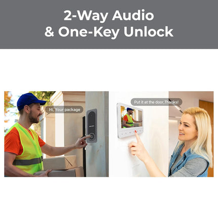 HIKVISION DS-KIS205T Wired Video Door Phone Kit | 7-Inch Indoor Monitor | HD Outdoor Doorbell Camera | Built-in Mic & Speaker | Noise Reduction | Night Vision | One-Touch Unlock Function - Unboxify