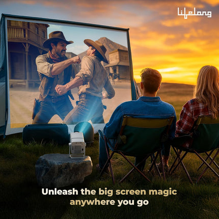 Lifelong Electronics Lightbeam X Smart Projector | Android, 1080P & 4K Ultra HD Support, 2X 3500 Lumens, 720p Native | For Room & Outdoors | All OTT Apps | WiFi/BT,Mirroring,USB,ARC,HDMI,180°,Speakers - Unboxify