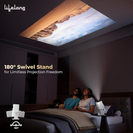 Lifelong Electronics Lightbeam X Smart Projector | Android, 1080P & 4K Ultra HD Support, 2X 3500 Lumens, 720p Native | For Room & Outdoors | All OTT Apps | WiFi/BT,Mirroring,USB,ARC,HDMI,180°,Speakers - Unboxify