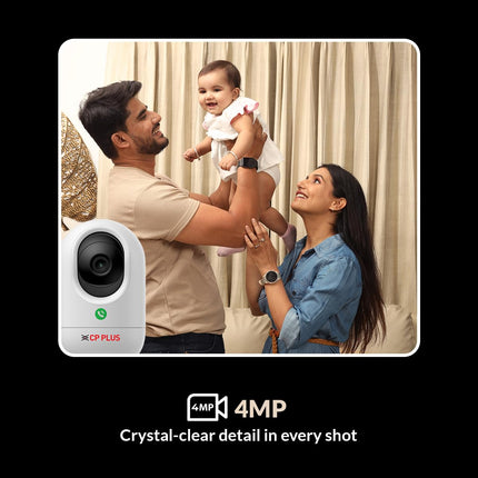 CP PLUS 4MP Quad HD Smart Wi-Fi CCTV Camera | 360° Pan & Tilt | Press to Call | CTC Cyber Secure Tech | Smart Detection Suite | View & Talk | IR Night Vision | Cloud Recording | OK Google | CP-E44Q - Unboxify