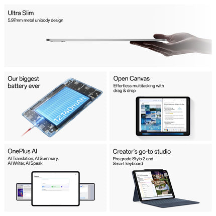OnePlus Pad 3 World's Fastest Snapdragon 8 Elite Processor, 13.2" 3.4k Screen, 144Hz Adaptive Refresh Rate, 8 Speakers, OnePlus AI, 12140 mAh Battery, 12 GB RAM + 256 GB ROM WiFi, Storm Blue