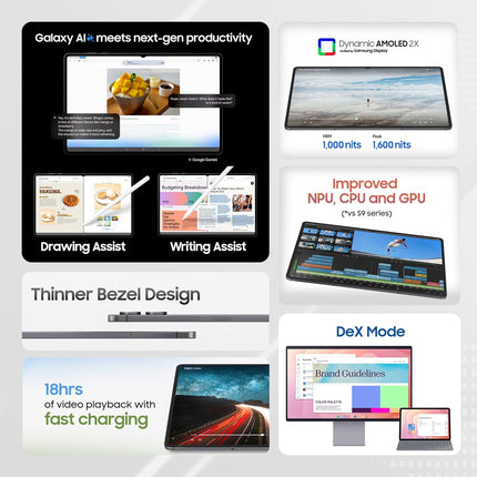 Samsung Galaxy Tab S11 with AI, Hexagonal S-Pen in-Box, 27.8 cm (11 Inch) Dynamic AMOLED 2X Display, 120Hz Refresh Rate, Pre Loaded Pro Apps, 12GB RAM, 256GB Storage, Wi-Fi Tablet, Silver