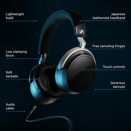 Sennheiser HDB 630 Hi-Res Wireless Headphones, 42 mm Drivers, aptX HD Adaptive, ANC, 60h Battery, Parametric EQ & Crossfeed Feature, BTD 700 USB-C Dongle - Unboxify