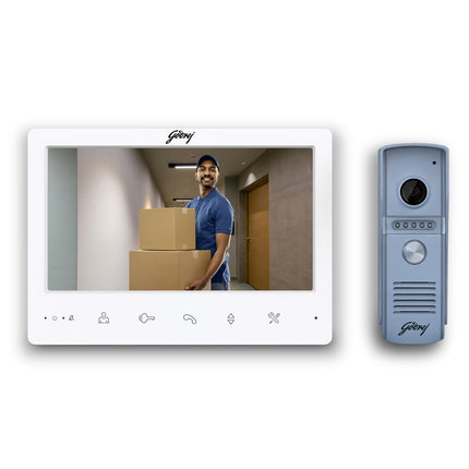 Godrej Security Solutions Seethru NeX White Video Door Phone | 7-Inch TFT LCD with Touch Button | Support 2 Way Talk & IR LED for Night Vision | Motion Detection | Hands-Free Calling - Unboxify