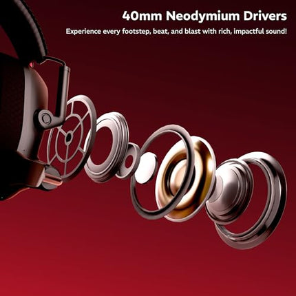 daWg HeadBug G60 Lightweight Wireless Gaming Headphones, 20ms Ultra Low Latency (2.4GHz), Bluetooth v5.4, 40mm Neodymium Drivers, Crystal Clear Mic, Soft Leatherlite Headband, for PS5, PS4, PC, Mobile - Unboxify