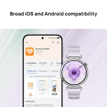 Huawei Watch GT 6 Smart Watch, 41mm, Upto 14 Days Battery Life, Smart Watches with 100+ Sports Mode, Cycling, iOS & Android Compatible, Emotional Wellbeing, Health Monitoring (Purple)