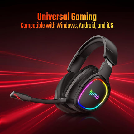acer Nitro Triple-Mode Gaming Headset | Bluetooth + 2.4GHz USB-C/USB-A Dongle + Wired | 50mm Drivers | 7.1 Virtual Surround | Running RGB | Low Latency <30ms | Flexible LED Mic | Windows/Android/iOS - Unboxify