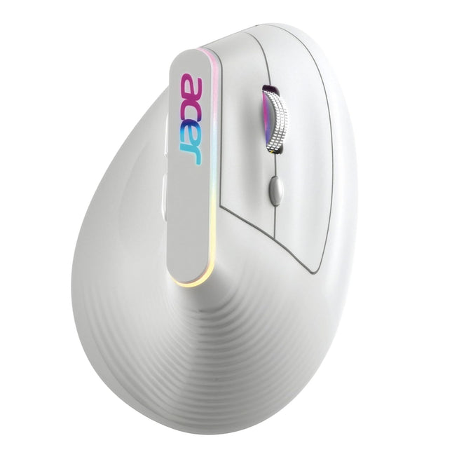 acer Ergo Vertical Wireless Mouse | Silent 6D Buttons & Scroll Wheel | 4 DPI Setting 1200-3200 | 2.4GHz + Bluetooth Dual Mode | Rechargeable 500mAh Battery | ABS I RGB Glow | Ergonomic Design - Unboxify