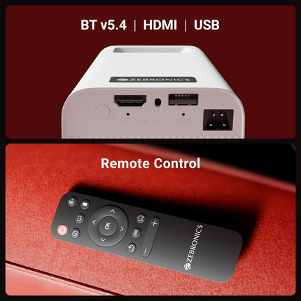 Zebronics Android Smart LED Projector, 4K UHD Support, 4000 Lumens, 100" Screen Size, 240° Tiltable, Auto Keystone, OTT Apps (Netflix, Prime), Miracast, WiFi, BT v5.4, HDMI, USB (Pixaplay 35)