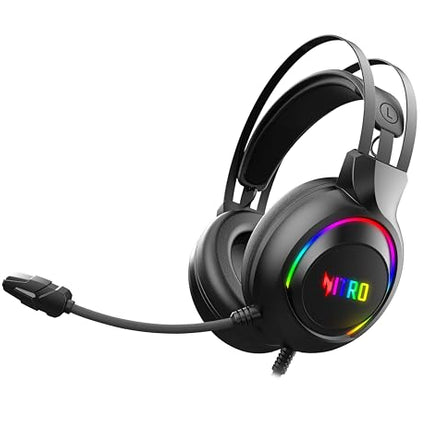 acer Nitro Wired Gaming Headset | 50mm Drivers | 3.5mm Audio + USB RGB Lighting | Omnidirectional Mic with LED | Flexible Dual Headband | 20Hz–20kHz | Strong Build | Windows, Android, iOS Compatible
