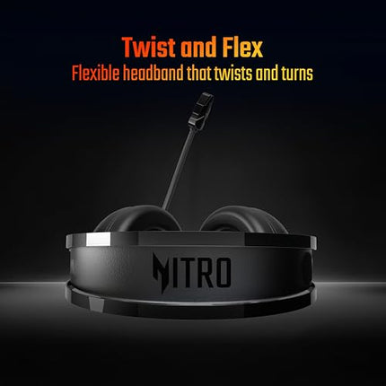 acer Nitro Wired Gaming Headset | 50mm Drivers | 3.5mm Audio + USB RGB Lighting | Omnidirectional Mic with LED | Flexible Dual Headband | 20Hz–20kHz | Strong Build | Windows, Android, iOS Compatible