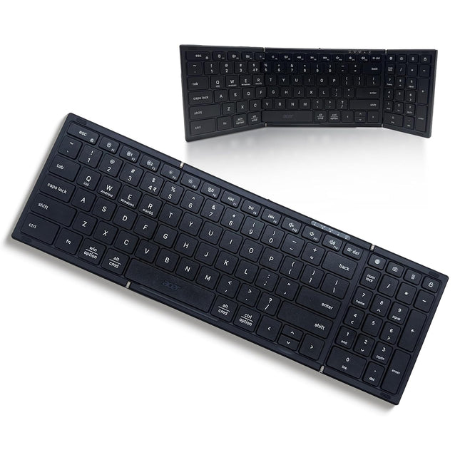 acer Fold Max | 99 Keys Full-Size Foldable Bluetooth Keyboard | BT 5.0 | Rechargeable 180mAh Battery | USB-C Fast Charging | 51H Use | Portable ABS Build | Black | Windows/Mac/Android Compatible - Unboxify