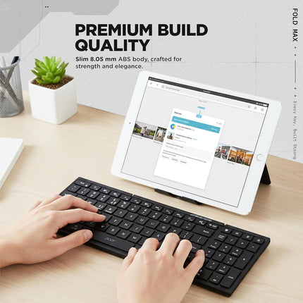 acer Fold Max | 99 Keys Full-Size Foldable Bluetooth Keyboard | BT 5.0 | Rechargeable 180mAh Battery | USB-C Fast Charging | 51H Use | Portable ABS Build | Black | Windows/Mac/Android Compatible - Unboxify