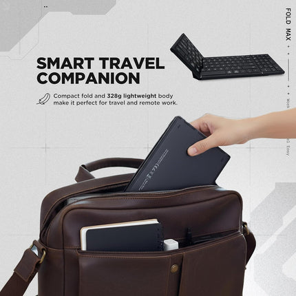 acer Fold Max | 99 Keys Full-Size Foldable Bluetooth Keyboard | BT 5.0 | Rechargeable 180mAh Battery | USB-C Fast Charging | 51H Use | Portable ABS Build | Black | Windows/Mac/Android Compatible - Unboxify