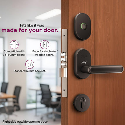 Godrej Advantis Smart Lock | GSL D1R | 3 in 1 Digital Lock I Fingerprint, Mobile App & BLE | Ideal for Right-Hand, Outside Opening Doors I 3-Yrs Warranty I Made in India - Unboxify
