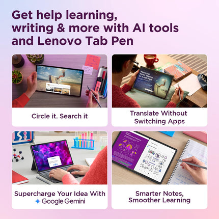 Lenovo Idea Tab Plus with Pen |Wifi +5G |12.1" 2.5K Display, 800nits Peak Brightness |8GB RAM + 256GB ROM (Expandable upto 2TB)| MediaTek Dimensity 6400| 10200mAh|4 Speakers with Dolby Atmos|Luna Grey - Unboxify
