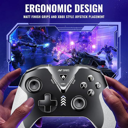 Ant Esports GP365 Pro Wireless Controller with Hall Effect Magnetic Triggers for PC/PS3/Android, 2.4G Connectivity (Black/Grey) - Unboxify