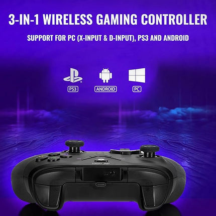 Ant Esports GP365 Pro Wireless Controller with Hall Effect Magnetic Triggers for PC/PS3/Android, 2.4G Connectivity (Black/Grey) - Unboxify