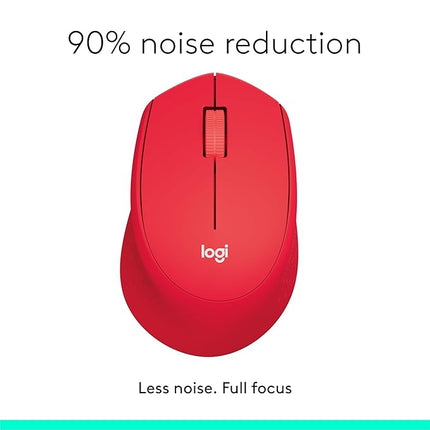 Logitech M331 Silent Plus Wireless Mouse, 2.4GHz with USB Nano Receiver, 1000 DPI Optical Tracking, 3 Buttons, 24 Month Life Battery, PC/Mac/Laptop - Red - Unboxify