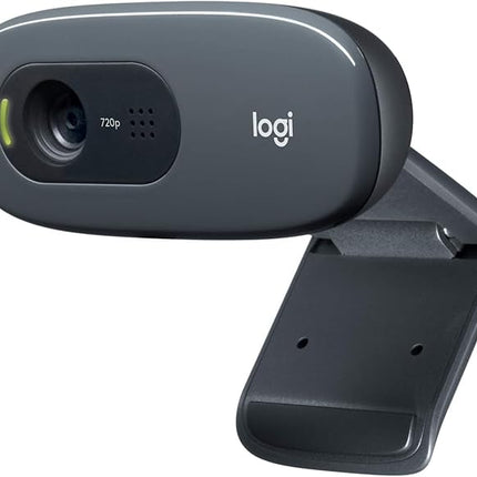 Logitech C270 HD Webcam, HD 720p/30fps, Widescreen HD Video Calling, HD Light Correction, Noise-Reducing Mic, for Skype, FaceTime, Hangouts, WebEx, PC - Unboxify