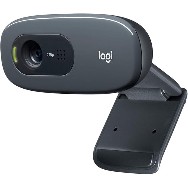 Logitech C270 HD Webcam, HD 720p/30fps, Widescreen HD Video Calling, HD Light Correction, Noise-Reducing Mic, for Skype, FaceTime, Hangouts, WebEx, PC - Unboxify