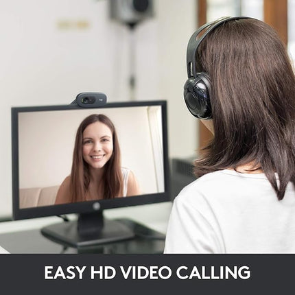 Logitech C270 HD Webcam, HD 720p/30fps, Widescreen HD Video Calling, HD Light Correction, Noise-Reducing Mic, for Skype, FaceTime, Hangouts, WebEx, PC - Unboxify