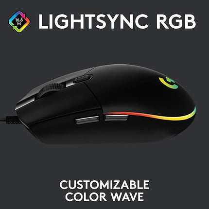 Logitech G102 Light Sync Gaming Mouse with Customizable RGB Lighting, 6 Programmable Buttons, Gaming Grade Sensor, 8K DPI Tracking,16.8mn Color, Light Weight - Black - Unboxify