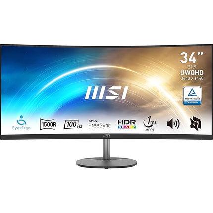 MSI PRO MP341CQ 34-Inch Full HD Computer Monitor - Professional Curved LED Monitor with 100Hz Refresh Rate, Anti-Glare & Anti-Flicker Technology PC Monitor for Desktop, VESA Mount (Black) - Unboxify