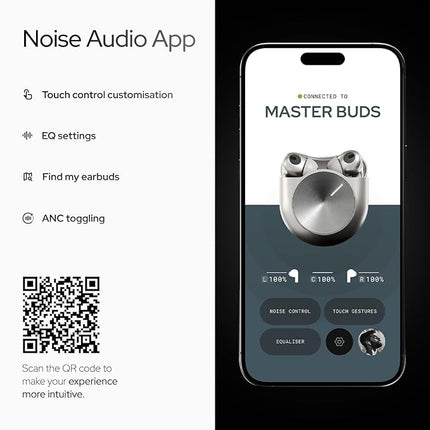 Noise Master Buds, Sound by Bose in-Ear Bluetooth Earbuds, Up to 49dB Adaptive ANC, LHDC 5.0, Immersive Spatial Audio, 44H Playtime with 6 mic ENC, Dual Pairing, IPX5 Ear Buds TWS (Silver) - Unboxify