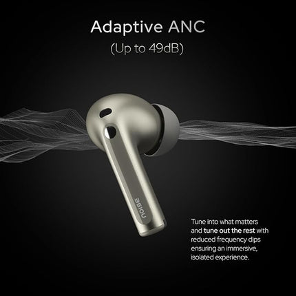 Noise Master Buds, Sound by Bose in-Ear Bluetooth Earbuds, Up to 49dB Adaptive ANC, LHDC 5.0, Immersive Spatial Audio, 44H Playtime with 6 mic ENC, Dual Pairing, IPX5 Ear Buds TWS (Silver) - Unboxify