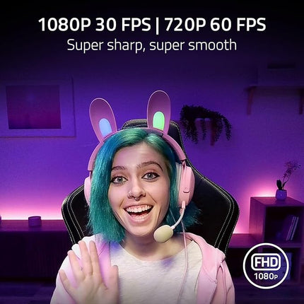 Razer Kiyo X Full HD Streaming Webcam: 1080p 30FPS or 720p 60FPS - Equipped with Auto Focus - Fully Customizable Settings - Flexible Mounting Options - RZ19-04170100-R3M1, Black - Unboxify