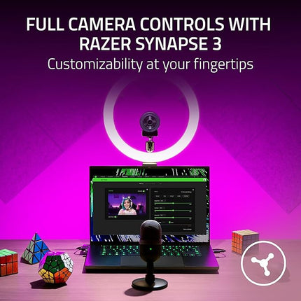 Razer Kiyo X Full HD Streaming Webcam: 1080p 30FPS or 720p 60FPS - Equipped with Auto Focus - Fully Customizable Settings - Flexible Mounting Options - RZ19-04170100-R3M1, Black - Unboxify