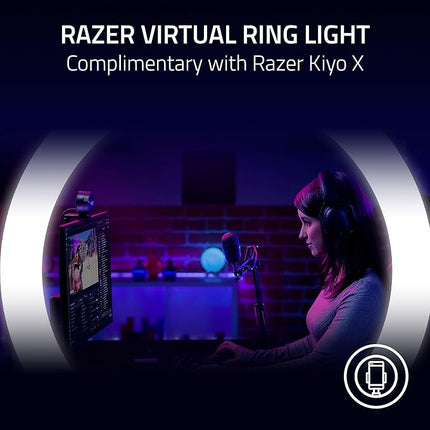 Razer Kiyo X Full HD Streaming Webcam: 1080p 30FPS or 720p 60FPS - Equipped with Auto Focus - Fully Customizable Settings - Flexible Mounting Options - RZ19-04170100-R3M1, Black - Unboxify