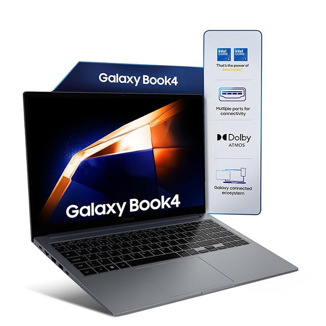 Samsung Galaxy Book4 (Gray, 16GB RAM, 512GB SSD)| 15.6" Full HD Screen | Intel i5 14th Gen 120U Processor |Windows 11 Home | MS Office 2021 | Fingerprint Reader | Intel Iris XE Graphics |RJ45 LAN Port - Unboxify