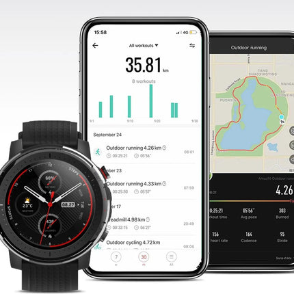 Amazfit Stratos 3 Smartwatch (Black Strap, Regular)