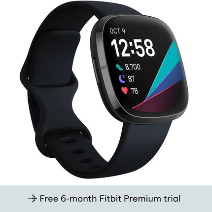 Fitbit Sense Advanced Smartwatch with Tools for Heart Health, Stress Management & Skin Temperature Trends (Black Strap, Regular)