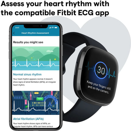 Fitbit Sense Advanced Smartwatch with Tools for Heart Health, Stress Management & Skin Temperature Trends (Black Strap, Regular)