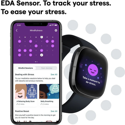 Fitbit Sense Advanced Smartwatch with Tools for Heart Health, Stress Management & Skin Temperature Trends (Black Strap, Regular)