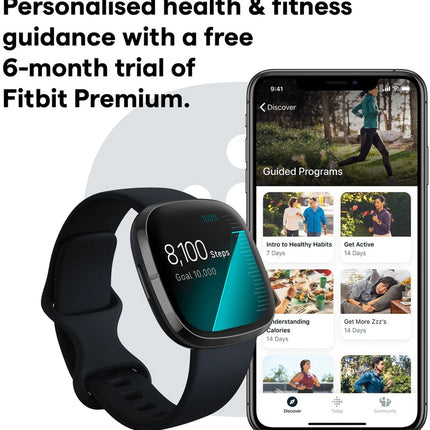 Fitbit Sense Advanced Smartwatch with Tools for Heart Health, Stress Management & Skin Temperature Trends (Black Strap, Regular)