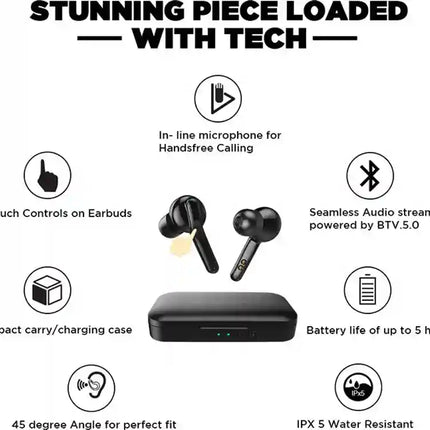 Nu Republic Jaxxbuds Bluetooth  (Black, True Wireless)