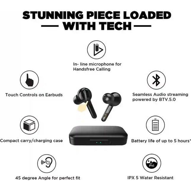 Nu Republic Jaxxbuds Bluetooth  (Black, True Wireless)