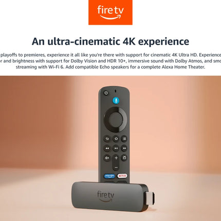 Firetv Stick 4K Plus, smart voice search with Alexa+, Cinematic 4K streaming, HDR10+ Media Streaming Device (Black)