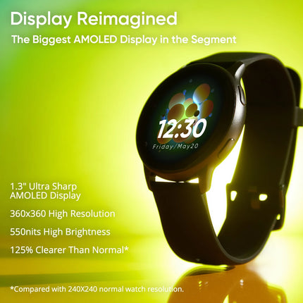 DIZO Watch R AMOLED with 45 mm Dial Size (Matte Black Strap, Free Size)